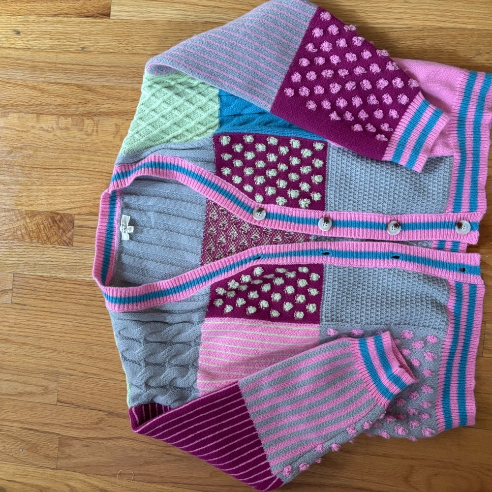 Easel Colorful Patchwork Cardigan - image 2